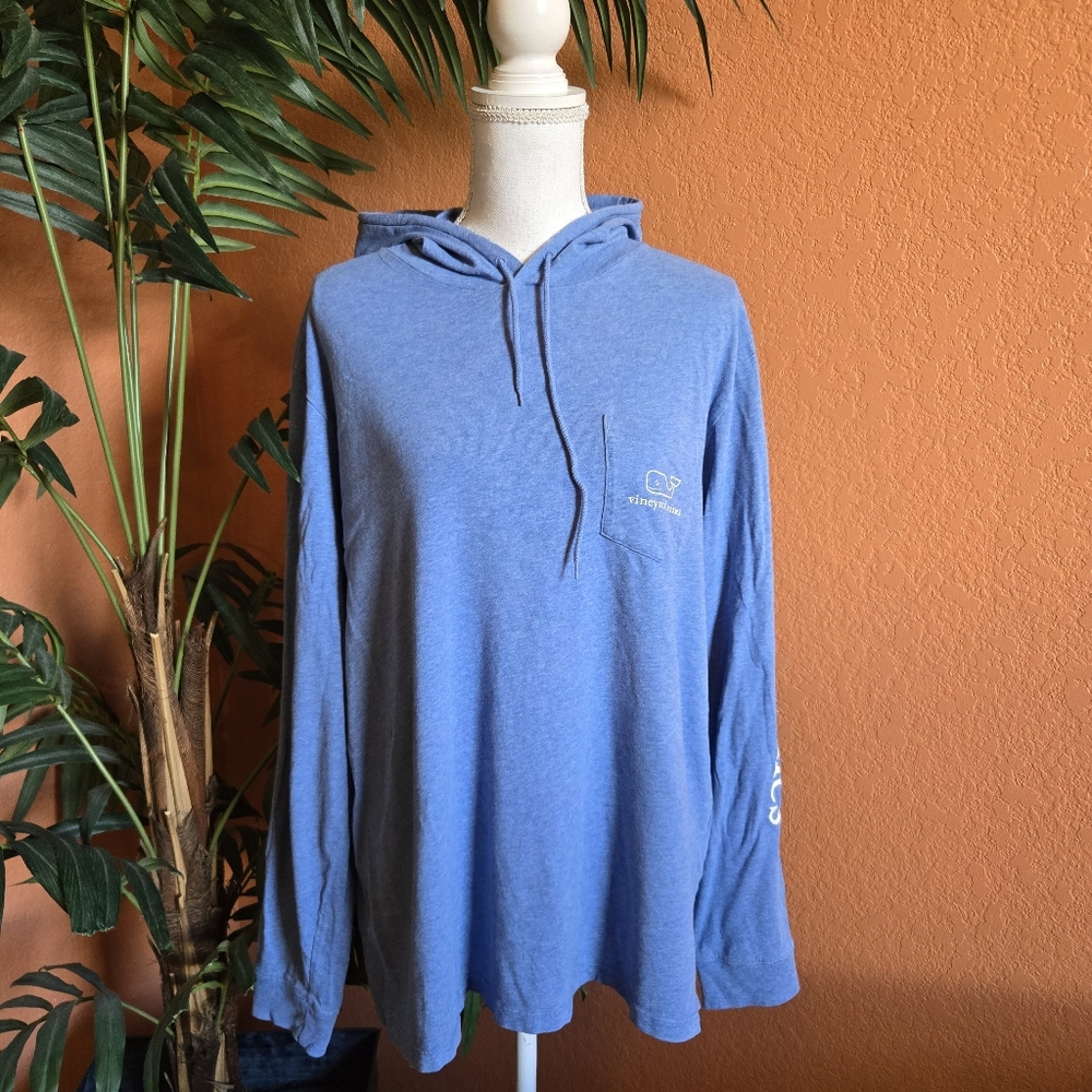 3/$25 Vineyard Vines Long Sleeve Hooded Tee Shirt Blue Large
